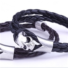 钛钢骷髅头编制手链时尚男士手链义乌饰品批发200元混批