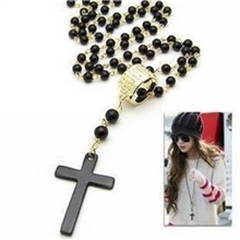 XL129欧美个性时尚十字架魔戒指环珠子项链毛衣链义乌厂家直销