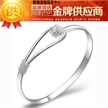 韩国韩版浪漫之花玫瑰花手镯镀925纯银淘宝爆款不变色外贸批发