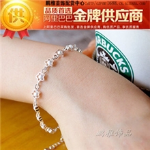 韩国饰品镂空磨砂小梅花手链镀银925纯银手链大量批发