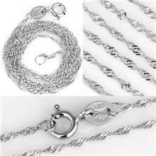 VIP特价配链出厂大货价批发热销水波纹链16寸细925纯银项链