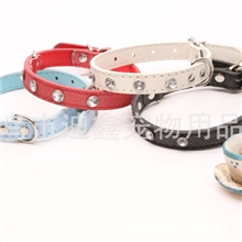 厂家直销四颗小钻精粉面皮项圈宠物项圈义乌批发