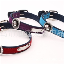 厂家直销毛绒宝石毛额铁片项圈狗项圈宠物项圈义乌批发