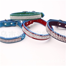 厂家直销毛绒网钻项圈狗项圈烫钻华丽项圈宠物项圈义乌批发