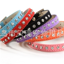 厂家批发热卖水晶钻7色牛绒宠物项圈狗圈宠物用品义乌批发