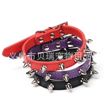 （厂家直销）平纹子弹头钉宠物项圈宠物用品义乌批发10色混批