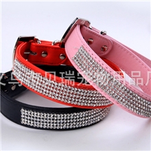 厂家直销仿皮精美网钻狗脖圈水钻扣宠物项圈宠物用品批发