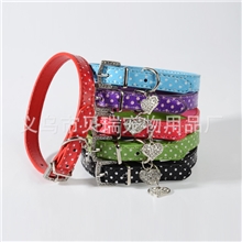 时尚波点6色带精美桃心宠物项圈宠物用品义乌厂家批发