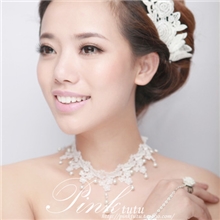 手做白色蕾丝珍珠唯美公主复古萝莉新娘婚宴项链/颈饰