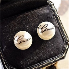 珍珠耳钉荧光红唇英文字母珍珠耳钉CR-629爆款欧美原单