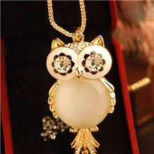 韩国饰品百搭气质精致可爱猫头鹰猫眼石长款项链毛衣链B306