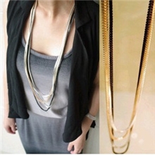 项链女欧美复古饰品金属多层四色四件套毛衣链女项链B267