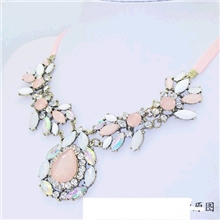 水滴闪钻大宝石樱花项链长款衣服装饰品F56