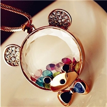 14501韩国高档奢华奥地利彩钻水晶可爱小熊毛衣链长项链毛衣链