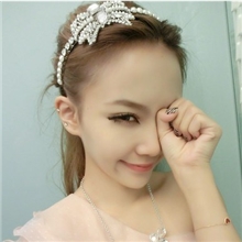 19205ayomi明星杂志款宝石珍珠蝴蝶结水钻发箍发卡发饰