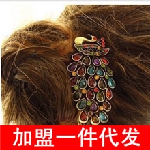 2元店地摊热卖品韩国水钻头饰发饰韩版顶夹复古发夹边