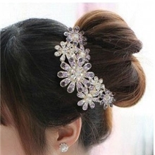 代理代发高端发饰奢华水晶镶钻发饰发插花朵水钻盘发插梳发梳