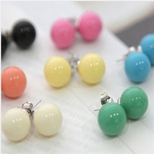 2元店饰品批发糖果色QQ球球耳钉可爱女孩耳钉/耳环代理小饰品厂家