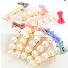 2元店地摊热卖饰品批发精致秀美珍珠蝴蝶结发夹代理小饰品厂家