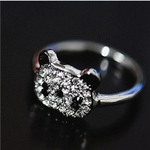 2元店地摊热卖品可爱满脸钻小熊猫动物戒指指环耳钉项链手链