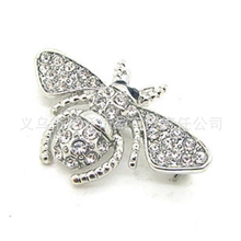 精品供应低价促销镶钻可爱小蜜蜂胸针合金镀银胸花