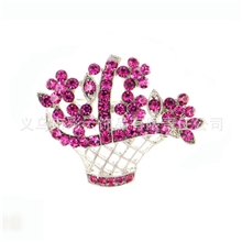 梦姿彩批发韩版镀白K镶钻花蓝高档合金胸针胸花韩国饰品批发