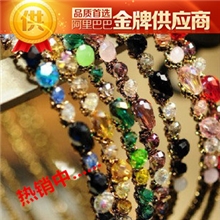 韩国正品韩版撞色多彩头箍不规则水晶金线缠绕发箍串珠发夹饰品
