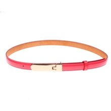 春夏新款百搭糖果色漆皮女士细皮带混批女式韩版真皮细腰带批发