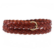 韩版时尚3股碎牛皮编织糖果细款女士皮带混批女式真皮腰带批发