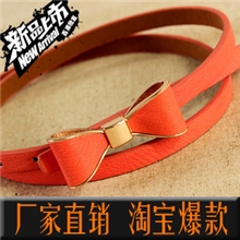 1002批发2012爆款人气女士糖果色百搭细皮带装饰蝴蝶结腰带
