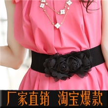 1027批发女士时尚装饰花朵蕾丝松紧腰带女式可爱甜美腰封