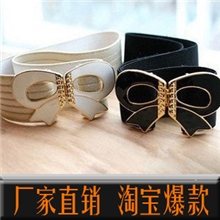 1014腰封批发2012淘宝爆款韩版女裙裤百搭松紧腰带蝴蝶结腰封