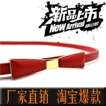 1040腰带批发2012爆款韩版女士糖果色蝴蝶结腰带贴皮细皮带