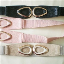 新款女式腰带4色高档松紧皮带时尚合金水淑女宽腰带