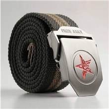 NORSSOV凹红色五角星自动扣加厚帆布腰男士皮带休闲裤带N06