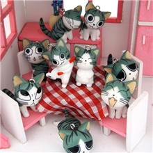 B234可爱起司猫甜甜私房猫9个套简装版手机链手机挂件（绿色）