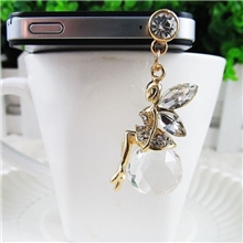 进口奥地利水晶天使女孩苹果手机防尘塞水钻翅膀三星HTC小米耳
