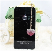 韩国原版满水钻桃心苹果防尘塞流苏爱心iphone4s耳机塞诺基亚通