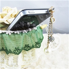 韩国原版满水钻彩球珍珠流苏字母D苹果防尘塞iphone4S耳机塞