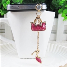 韩甜美高跟鞋包包苹果防尘塞iphone4S小米HTC耳机塞三星批发