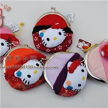 日本原单招喜屋和风布艺hellokitty女式零钱包包钥匙包潮包批发