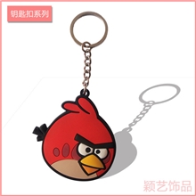 2013东莞厂家直销新款愤怒小鸟pvc滴胶钥匙扣软胶钥匙扣