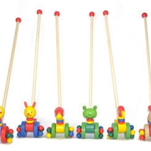 儿童益智玩具推杆小鸭子推车卡通动物推车木制小推车混款SSJ001
