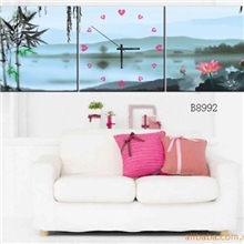 批发供应仿古中国风韵3联风景画无框画挂钟