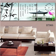 批发供应仿古中国风韵3联风景无框画挂钟
