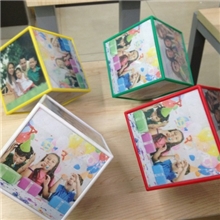 魔术立方相架电动360度旋转相框4寸宝宝像架可放6张相片--彩色