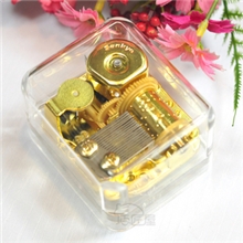 巧匠屋Sankyo金色机芯透明底部发条式音乐盒金色底部发条