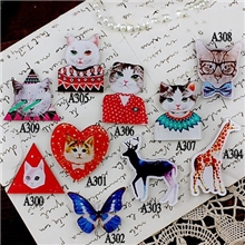 精品亚克力徽章异型徽章日本原宿徽章原宿胸针饰品猫动物301#