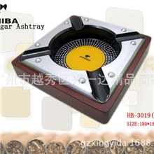 批发供应COB雪茄烟具烟灰缸HB-3019方型实木金属烟灰缸