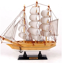24CM新款小号木制帆船一帆风顺工艺品6S-24